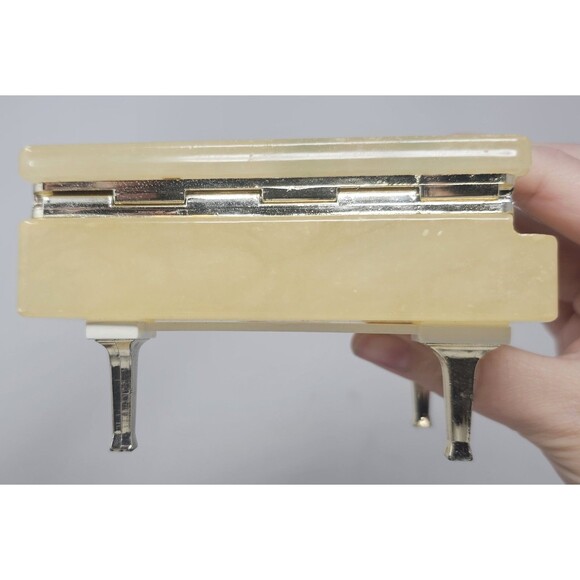Hand Carved Alabaster Piano Trinket Box Italy Floral Happy 50th Anniversary - Picture 2 of 11